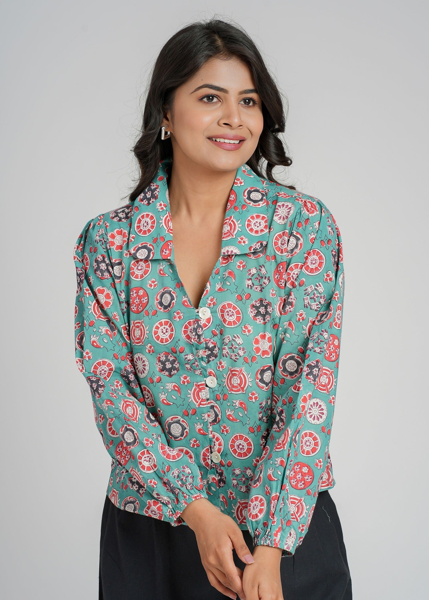 Women’s Cotton Block Printed Short Top