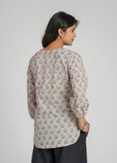Block Printed Cotton Short Kurti