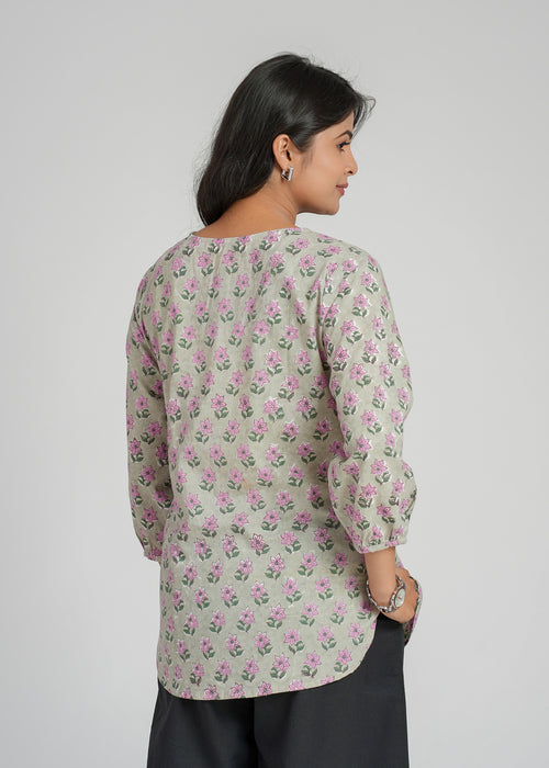 Block Printed Cotton Short Kurti