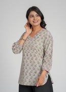 Block Printed Cotton Short Kurti