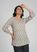 Block Printed Cotton Short Kurti