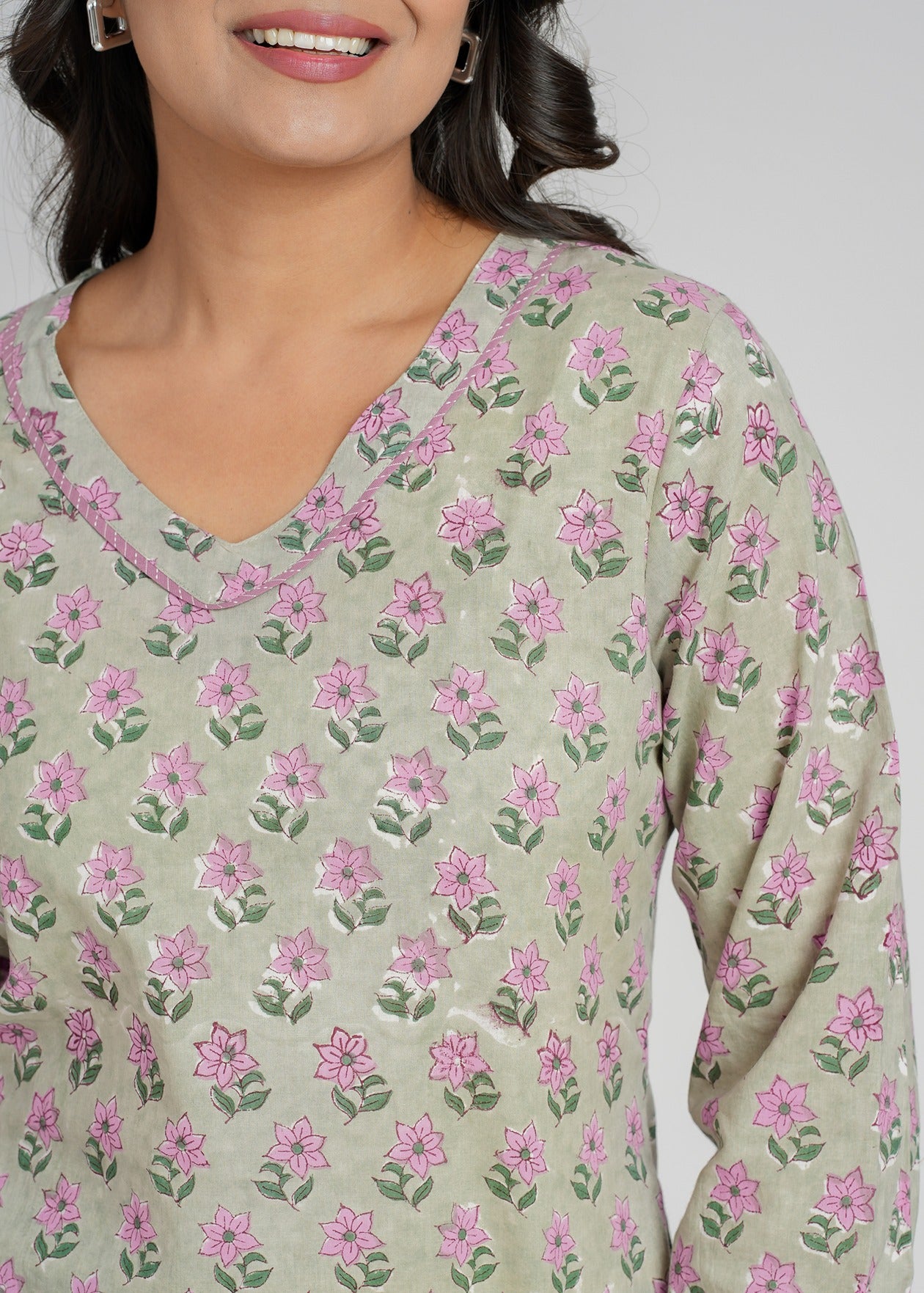 Block Printed Cotton Short Kurti
