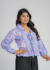 Lilac Block Printed Short Top