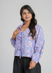 Lilac Block Printed Short Top