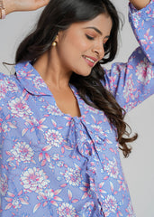 Lilac Block Printed Short Top