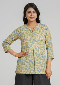 Block Printed Cotton Short Kurti