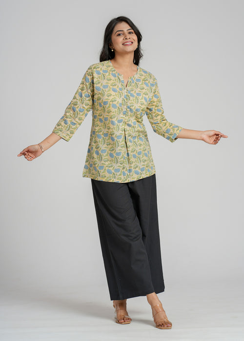 Block Printed Cotton Short Kurti