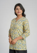 Block Printed Cotton Short Kurti