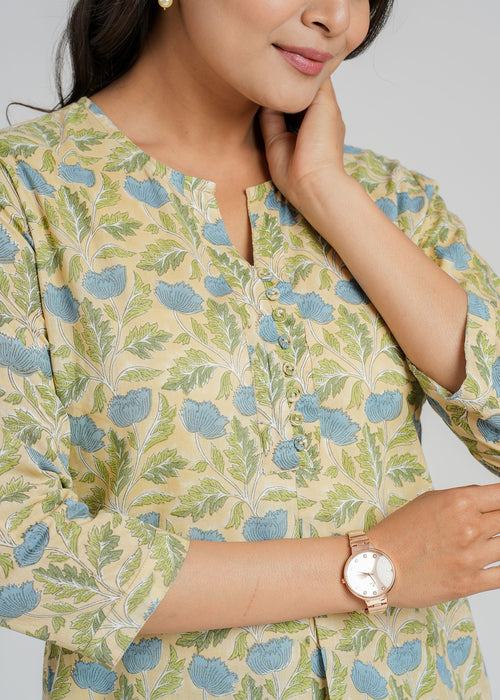 Block Printed Cotton Short Kurti