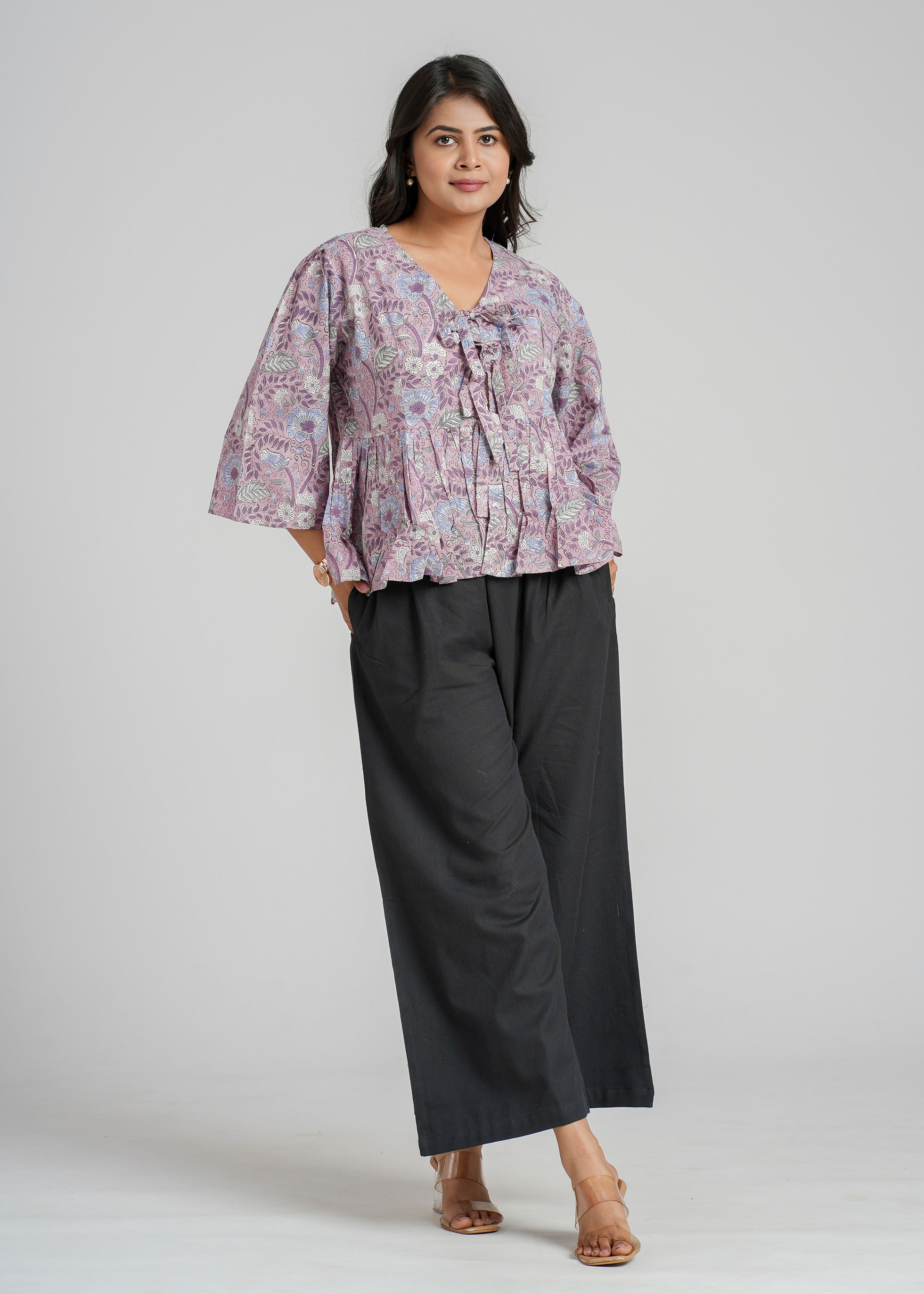 Purple Block Printed Short Top