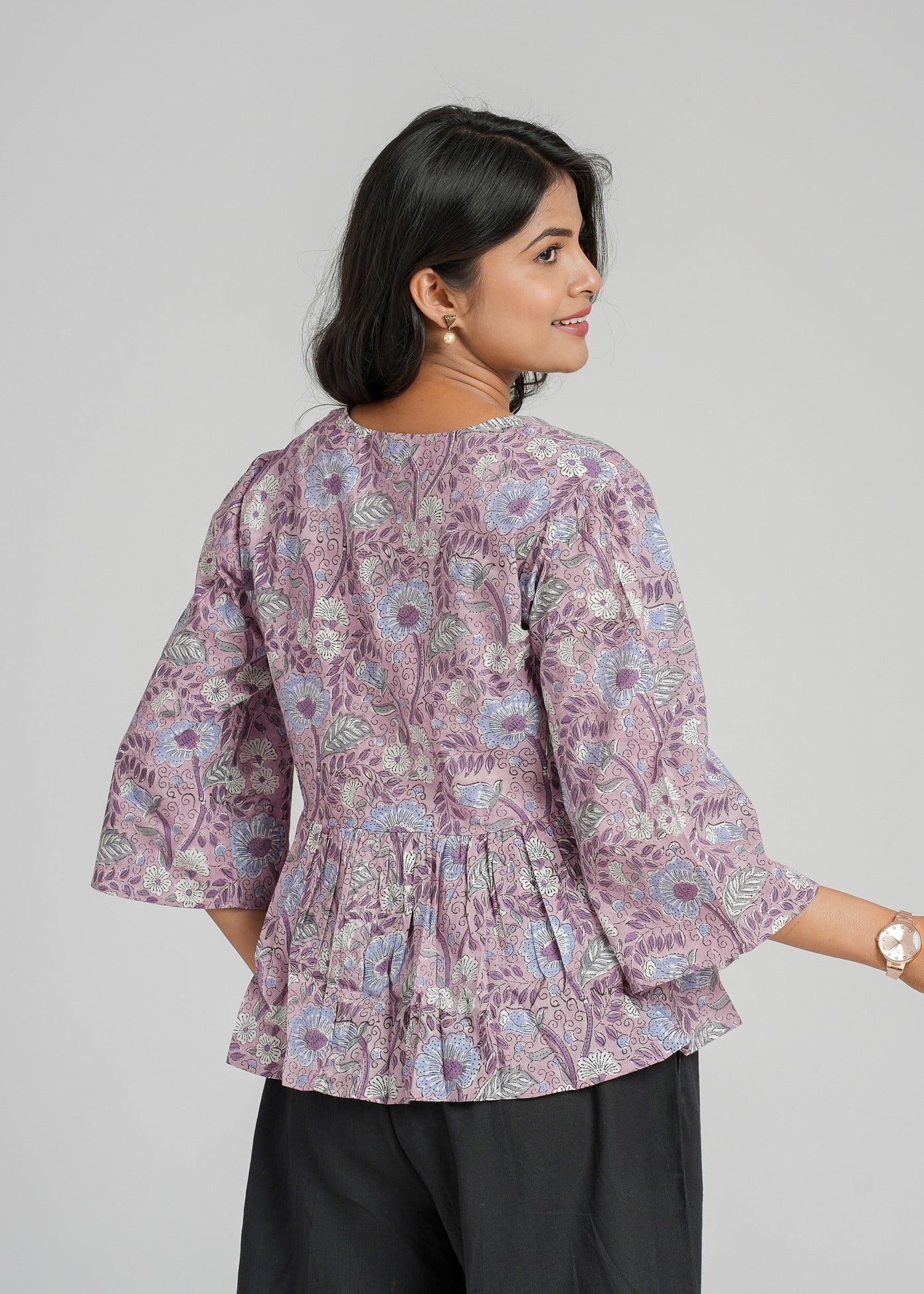 Purple Block Printed Short Top
