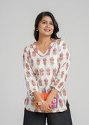 Block Printed Cotton Short Kurti