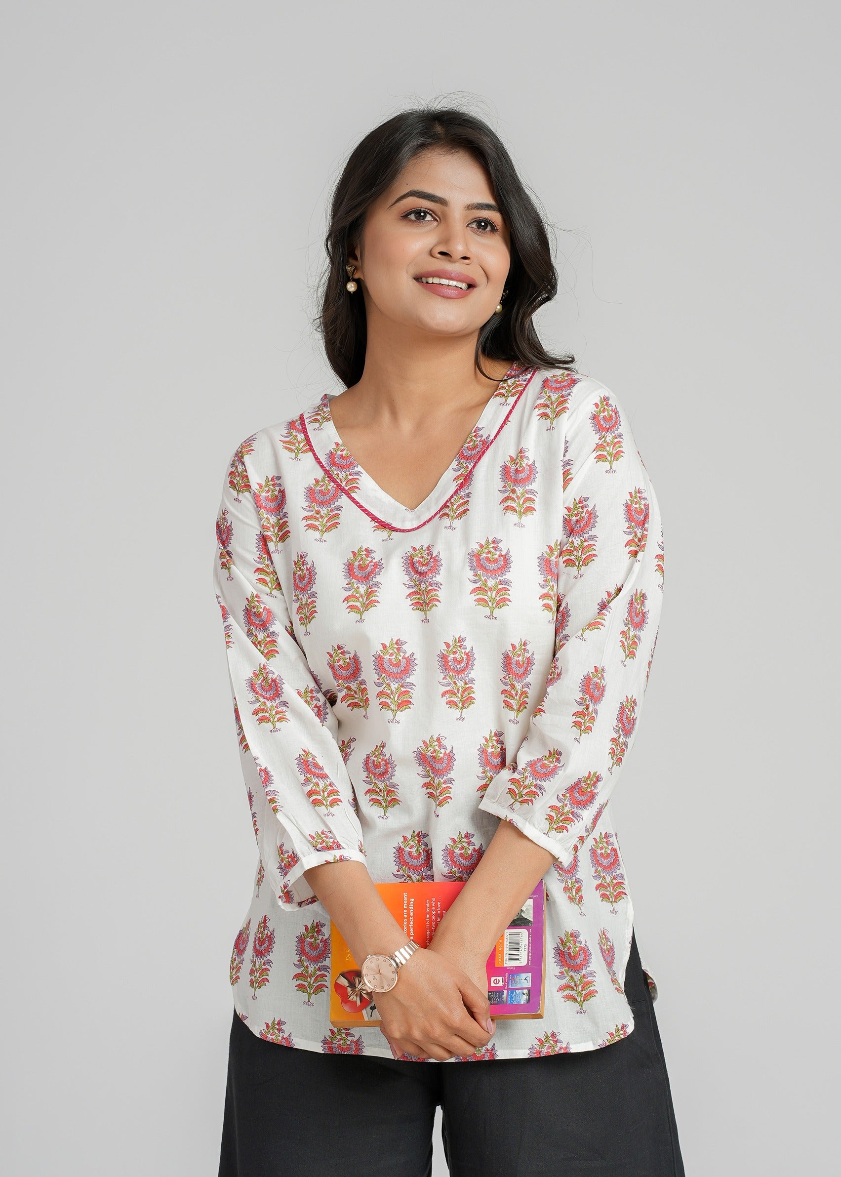 Block Printed Cotton Short Kurti