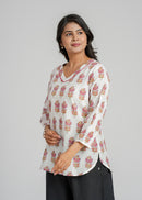 Block Printed Cotton Short Kurti