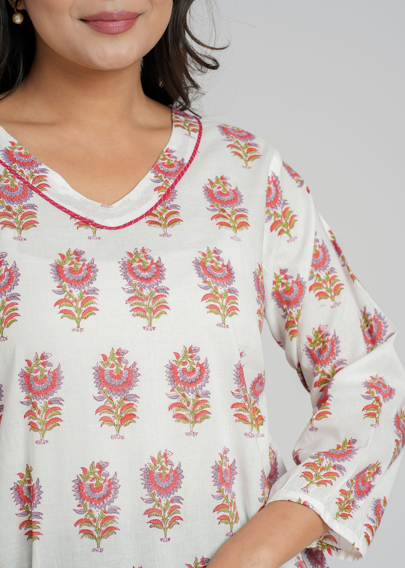 Block Printed Cotton Short Kurti