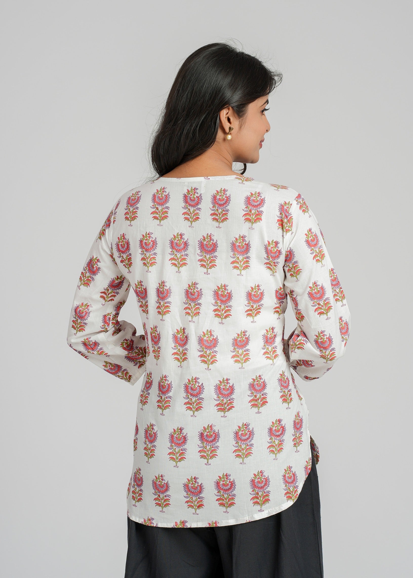 Block Printed Cotton Short Kurti
