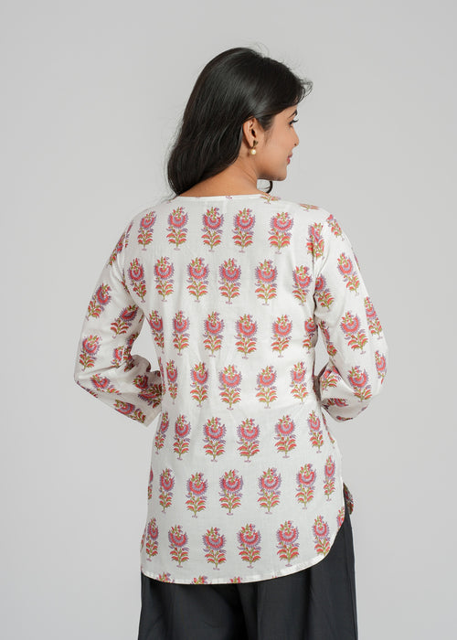 Block Printed Cotton Short Kurti