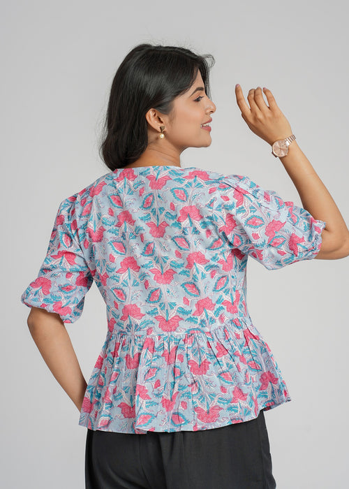 Block Printed Cotton Short Top