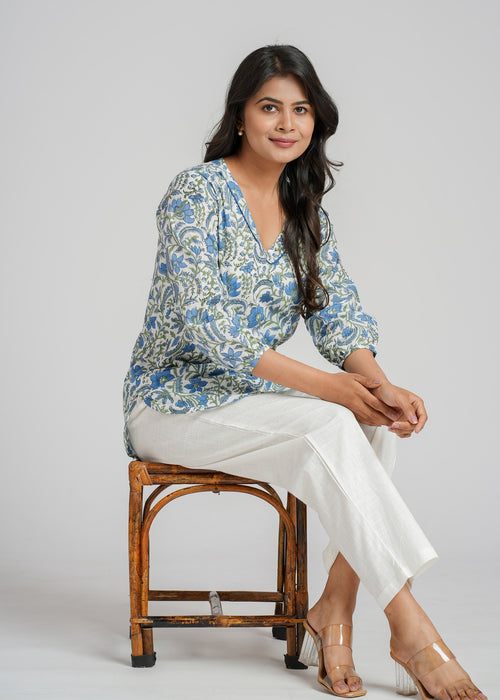 Block Printed Cotton Short Kurti
