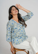 Block Printed Cotton Short Kurti