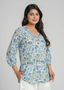 Block Printed Cotton Short Kurti