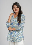 Block Printed Cotton Short Kurti