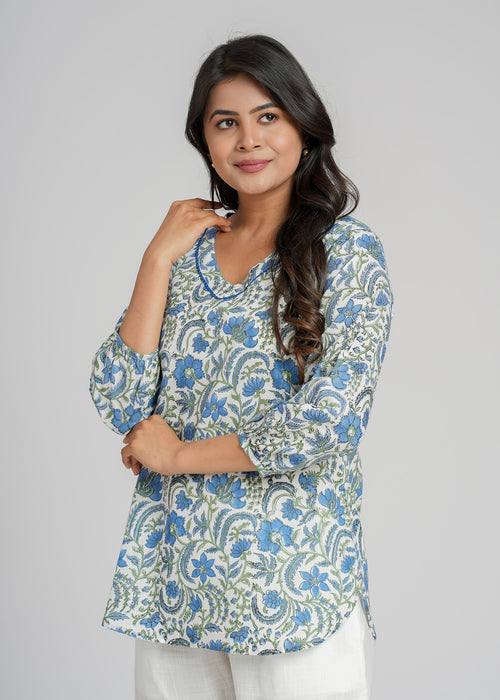Block Printed Cotton Short Kurti