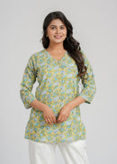 Block Printed Cotton Short Kurti