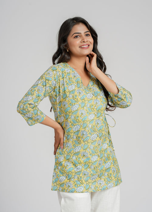 Block Printed Cotton Short Kurti