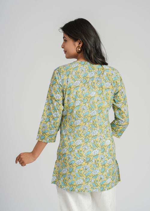 Block Printed Cotton Short Kurti
