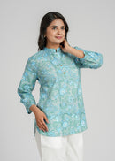 Block Printed Cotton Short Kurti