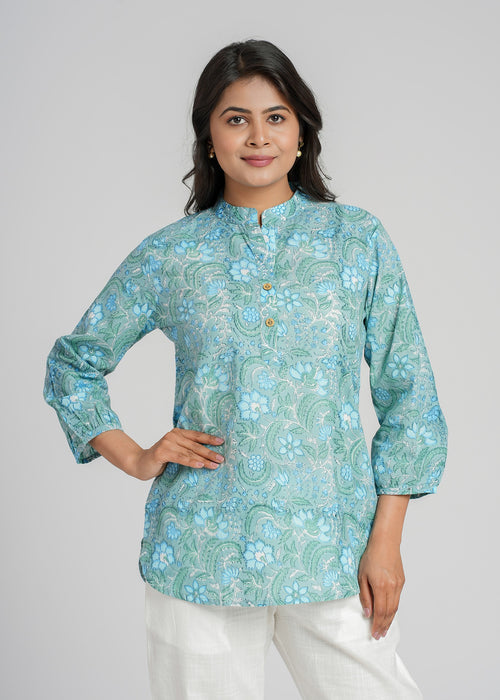 Block Printed Cotton Short Kurti