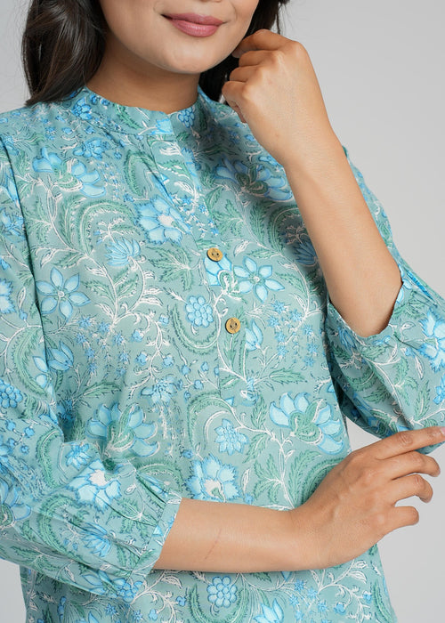 Block Printed Cotton Short Kurti