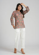 Block Printed Cotton Short Kurti