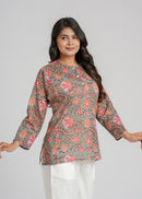 Block Printed Cotton Short Kurti
