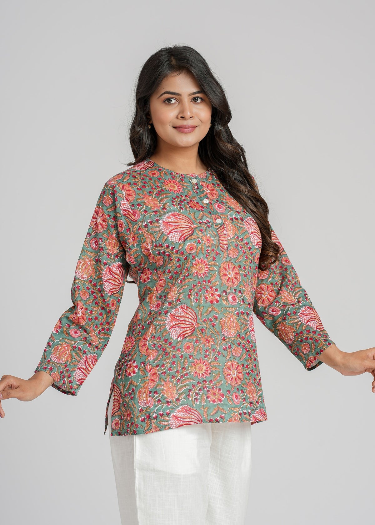 Jade Block Printed Short Kurti