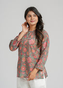 Block Printed Cotton Short Kurti