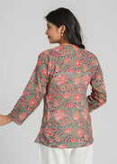 Block Printed Cotton Short Kurti