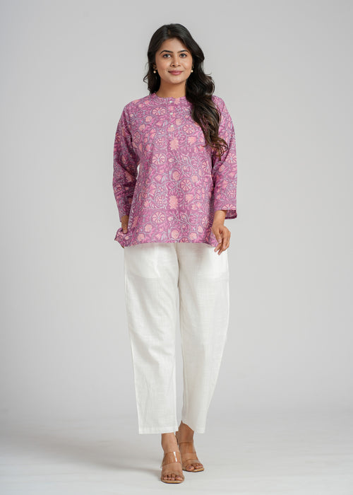 Block Printed Cotton Short Kurti