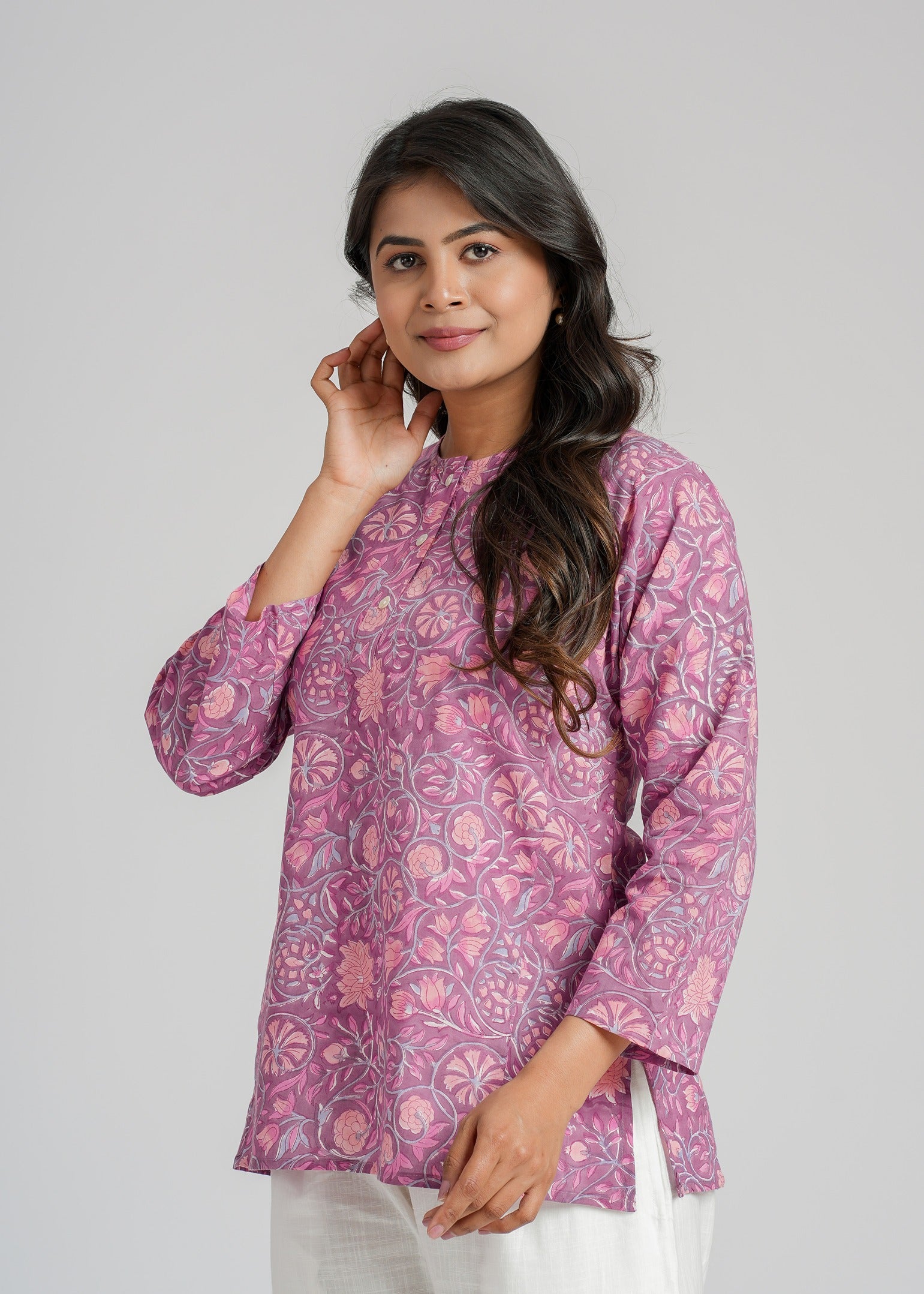 Orchid Block Printed Short Kurti