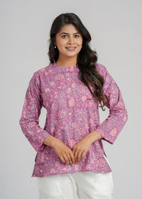 Block Printed Cotton Short Kurti