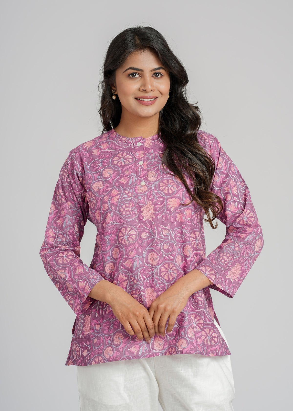 Orchid Block Printed Short Kurti