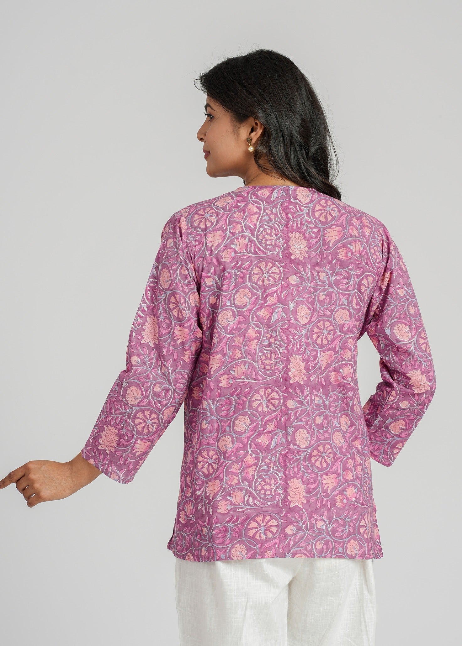 Orchid Block Printed Short Kurti