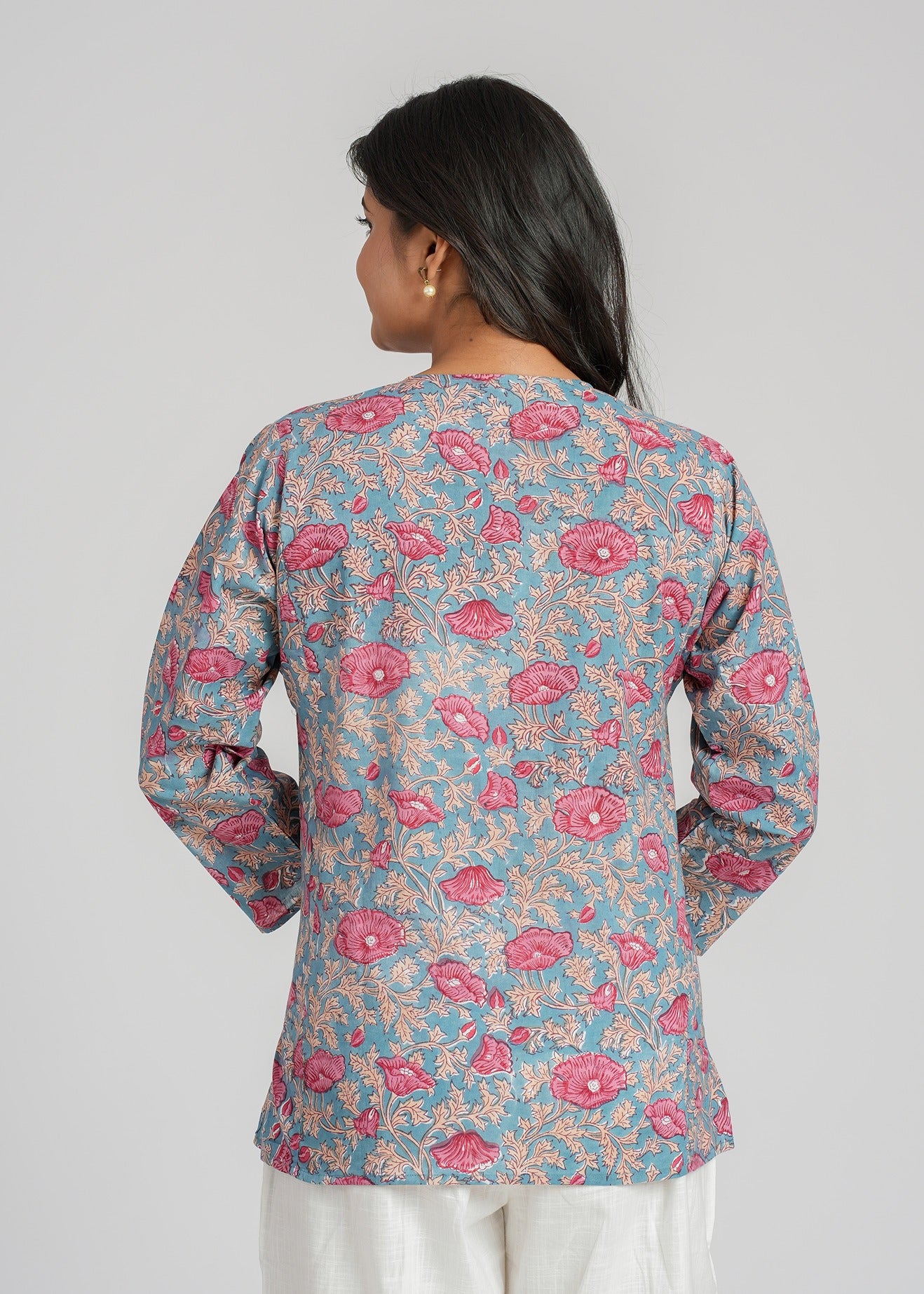 Bougainvillea Block Printed Short Kurti