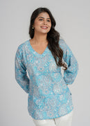 Block Printed Cotton Short Kurti