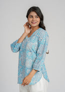 Block Printed Cotton Short Kurti