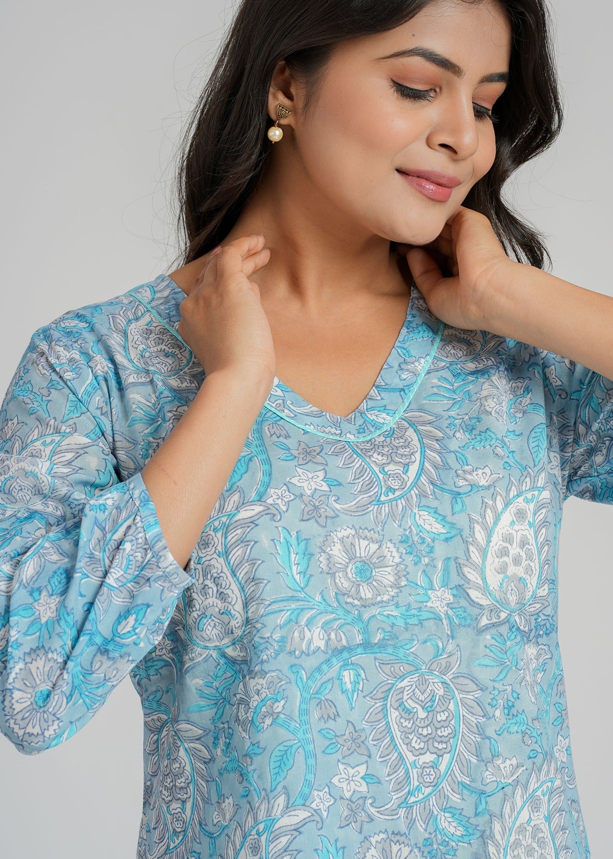 Block Printed Cotton Short Kurti