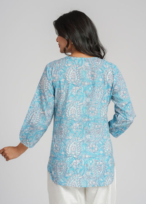 Block Printed Cotton Short Kurti