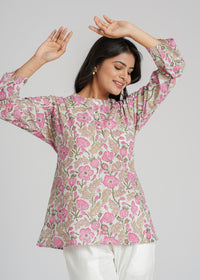 Block Printed Cotton Short Kurti