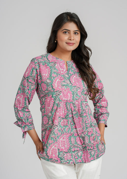 Block Printed Cotton Short Top